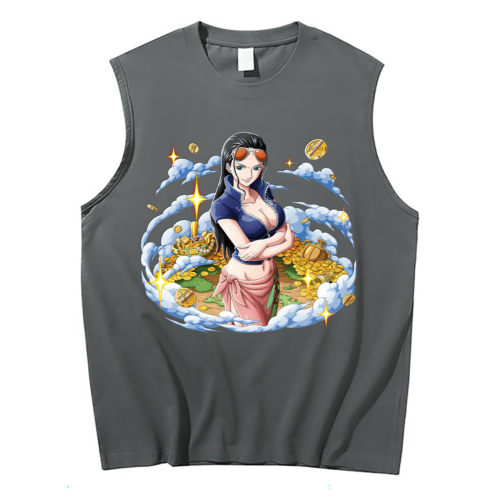 ワンピース ニコ・ロビン ONE PIECE Nico Robin コットン100％タンクトップ（フロントプリント）